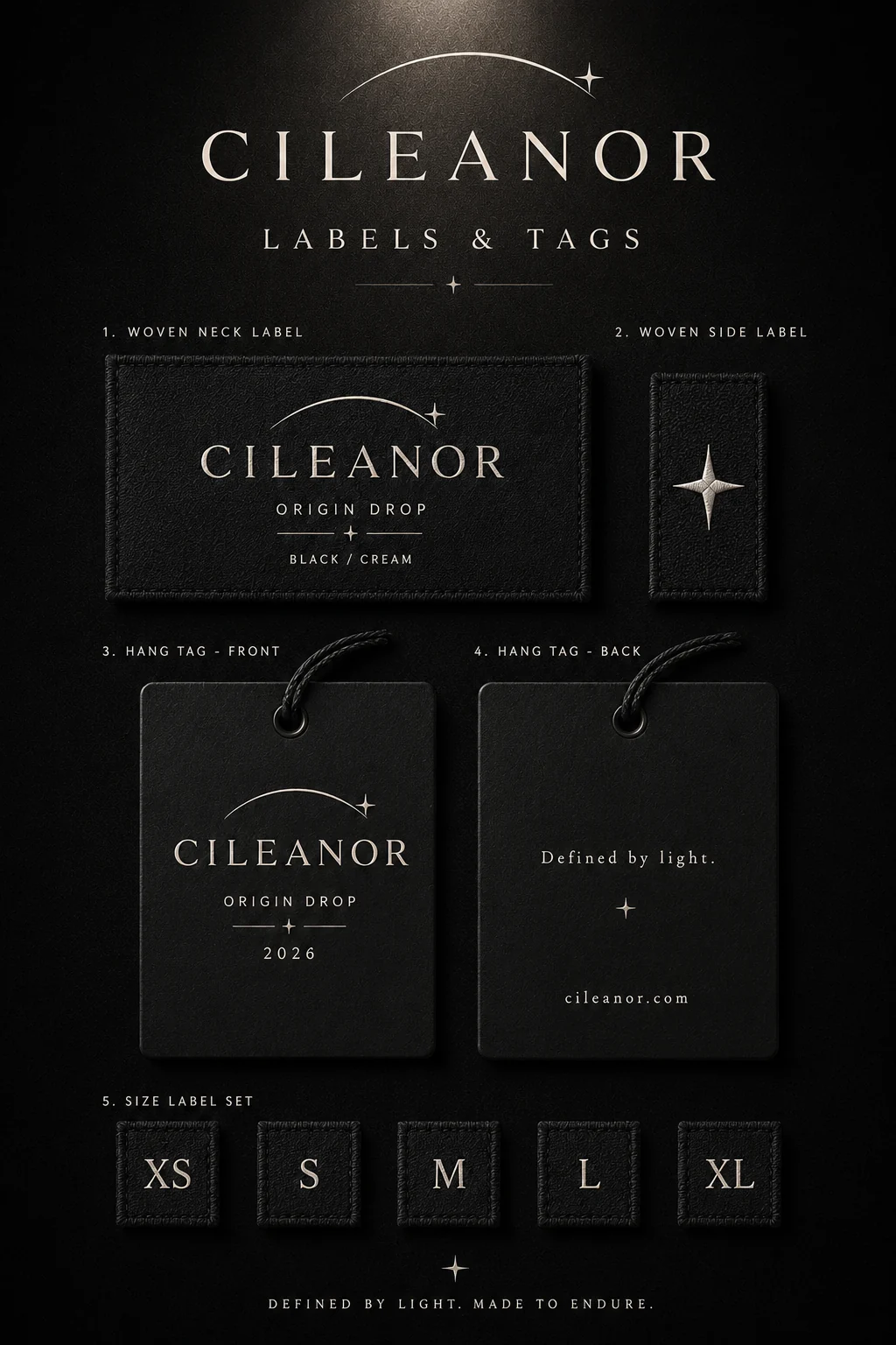 CILEANOR labels and hang tags