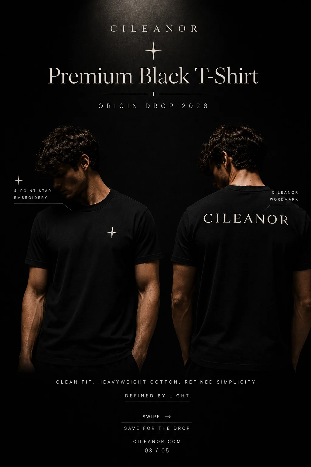 CILEANOR premium black T-shirt